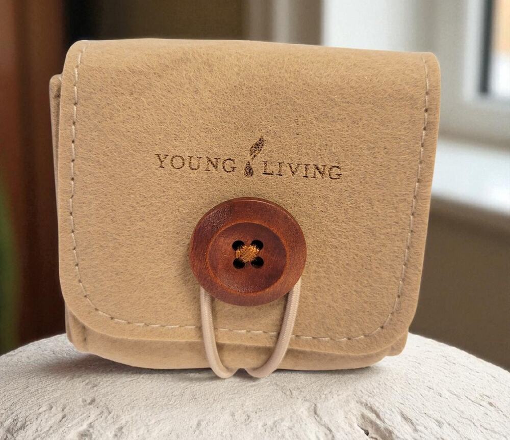 Young Living Essential Oil Felt Button Pouch Storage New Condition